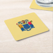 ニュージャージー州旗デザイン スクエアペーパーコースター (アングル)