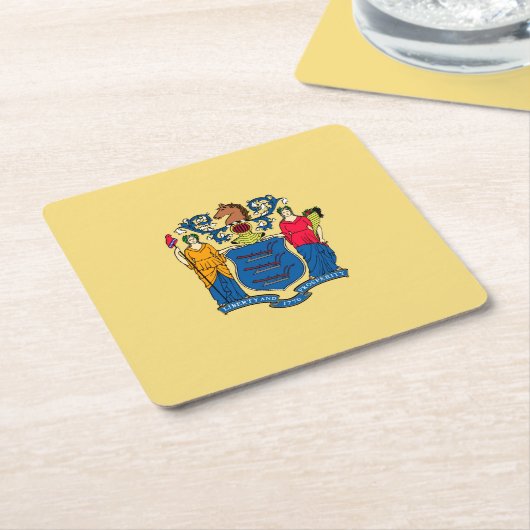 ニュージャージー州旗デザイン スクエアペーパーコースター (アングル)