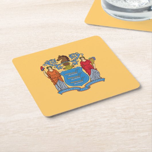 ニュージャージー州旗 スクエアペーパーコースター (アングル)