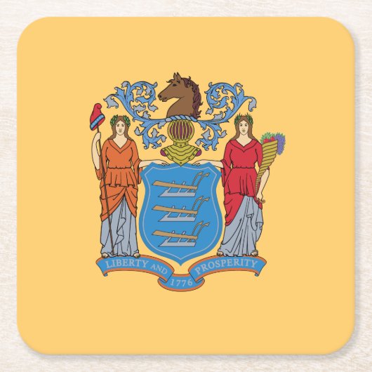 ニュージャージー州旗 スクエアペーパーコースター (正面)