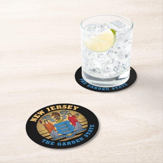 ニュージャージー州旗 ラウンドペーパーコースター (インサイチュ)