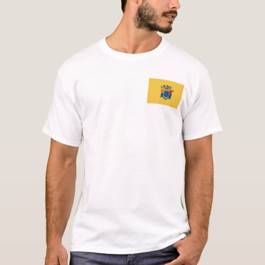 ニュージャージー州旗+地図Tシャツ Tシャツ (正面)