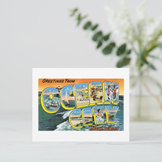 ニュージャージー州海シティからの挨拶！ ポストカード (スタンド正面)