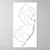 ニュージャージー州空白のの概要マップ ポスター (正面)