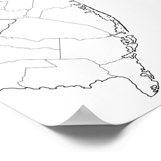 ニュージャージー州空白のの概要マップ ポスター (角)