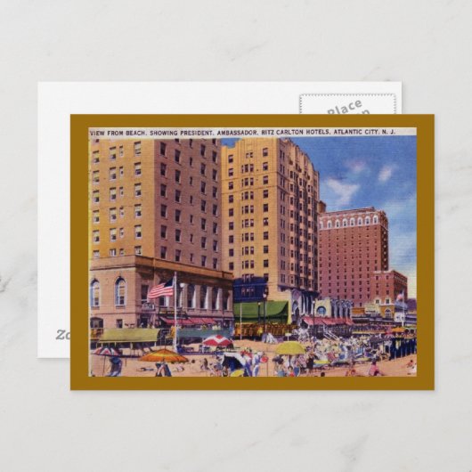 ニュージャージー州,アトランティックシティ1933ヴィンテージ ポストカード (正面/裏面)