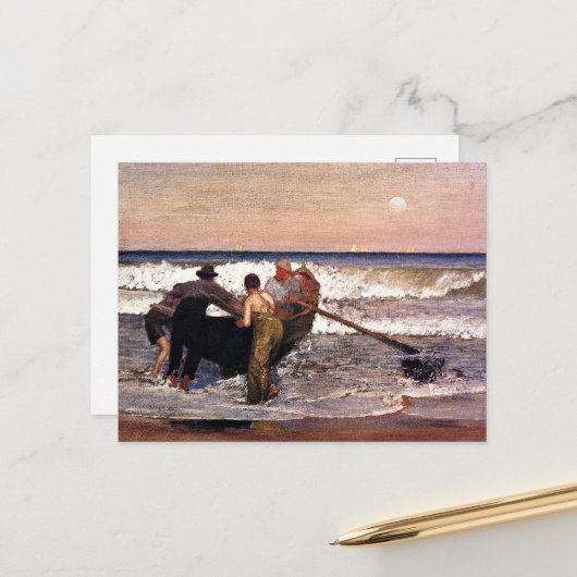 ニュージャージー州、ボートを押し素晴らし払い、アート。 ポストカード (正面/裏面インサイチュ)