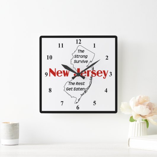 ニュージャージー州：強生き延びい者が食べ得る スクエア壁時計 (ホーム)