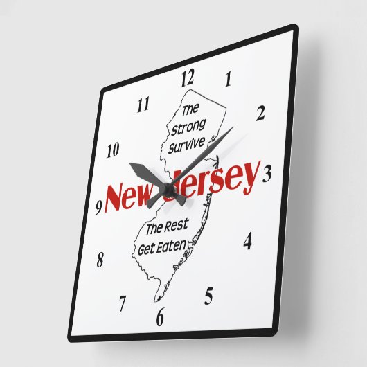 ニュージャージー州：強生き延びい者が食べ得る スクエア壁時計 (傾斜)