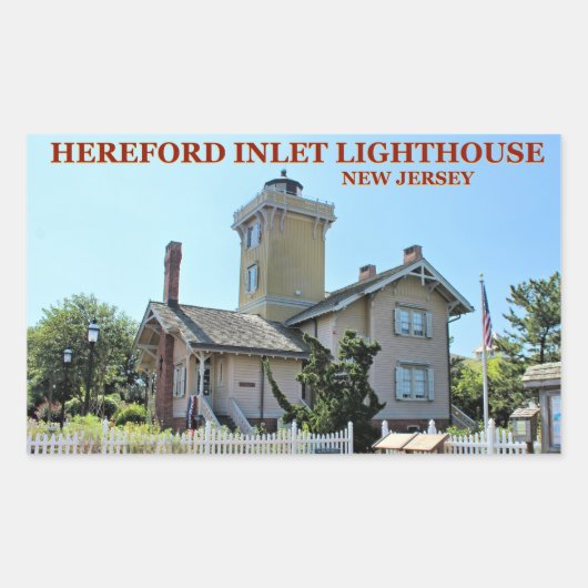 ニュージャージー州Hereford Inlet Light houseシール 長方形シール (正面)