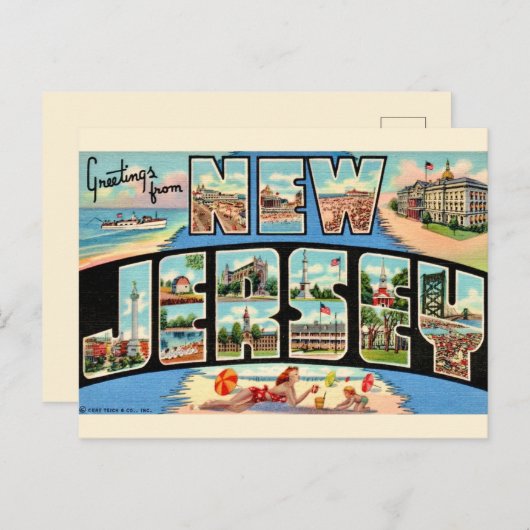 ニュージャージー挨拶ヴィンテージはがき ポストカード (正面/裏面)