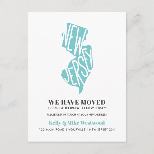 ニュージャージー新しい住所ニューホームを移動 ポストカード (正面)