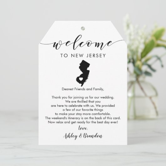 ニュージャージー結婚のウェルカムラベルの旅程 (スタンド正面)
