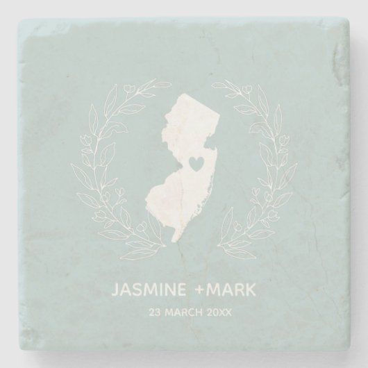 ニュージャージー結婚式の引き出物カスタム ストーンコースター (正面)