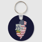 ニュージャージー統一された州レトロマップUSAお土産 キーホルダー (正面)