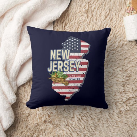 ニュージャージー統一された州レトロマップUSAお土産 クッション (ブランケット)