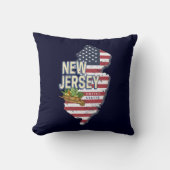 ニュージャージー統一された州レトロマップUSAお土産 クッション (正面)
