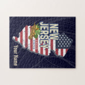 ニュージャージー統一された州レトロマップUSAお土産 ジグソーパズル (横)