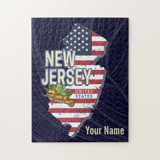 ニュージャージー統一された州レトロマップUSAお土産 ジグソーパズル (縦)