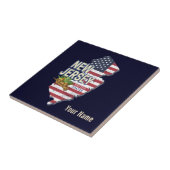 ニュージャージー統一された州レトロマップUSAお土産 タイル (側面)