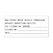 ニュージャージー自動車委員会PIFライセンス番号 セルフインキングスタンプ (デザイン)