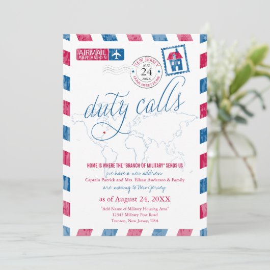 ニュージャージー航空メール世界地図軍隊移動 招待状 (スタンド正面)