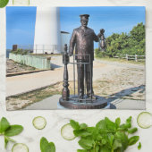 ニュージャージー茶タオルBarnegat Light house キッチンタオル (折り畳み)