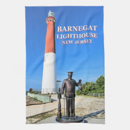 ニュージャージー茶タオルBarnegat Light house キッチンタオル