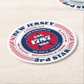 ニュージャージー赤白青タイポグラフィ紙コースター ラウンドペーパーコースター (アングル)