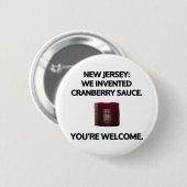 ニュージャージー:クランベリーソースを発明した。 缶バッジ (正面&裏面)