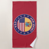 ニュージャージー、ニュージャージーのステッカー、電話ケース、バッグ ビーチタオル (正面)