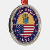 ニュージャージー、ニュージャージーのステッカー、電話ケース、バッグ メタルオーナメント (右)