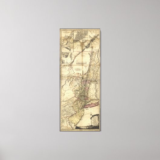 ニュージャージー・ペンシルバニア・ニューヨークの地図(1777) キャンバスプリント (正面)