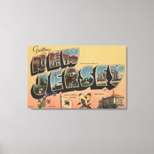 ニュージャージー(州首都/花/鳥) キャンバスプリント (正面)