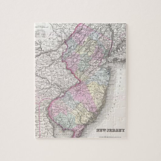 ニュージャージー(1855年)のヴィンテージの地図 ジグソーパズル (縦)