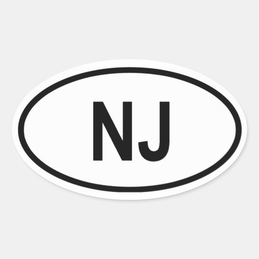 ニュージャージー「NJ」 楕円形シール (正面)