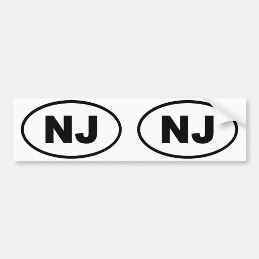 ニュージャージーNJ楕円 バンパーステッカー (正面)
