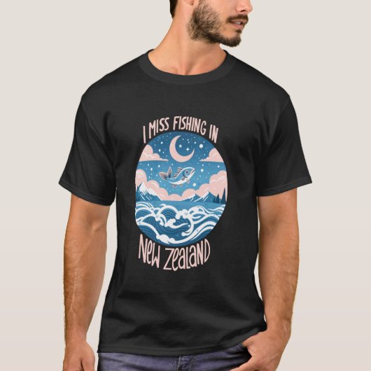 ニュージーランドでの釣りを懐かしむ Tシャツ (正面)