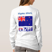 ニュージーランドとニュージーランド人の旗 青 個人用 Tシャツ (裏面)