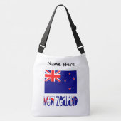 ニュージーランドとニュージーランド国旗と名前 クロスボディバッグ (正面)