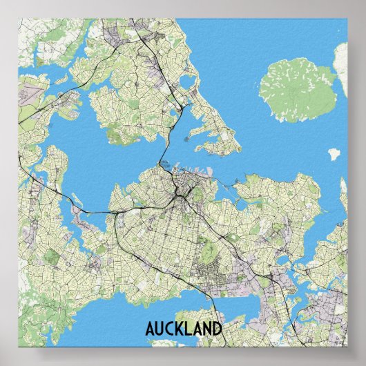 ニュージーランドのオークランドの地図 ポスター (正面)