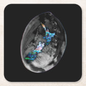 ニュージーランドのキウイの地図ポーア スクエアペーパーコースター (正面)