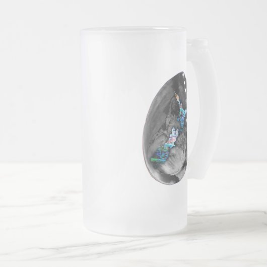 ニュージーランドのキウイの地図ポーア フロストグラスビールジョッキ (正面右)