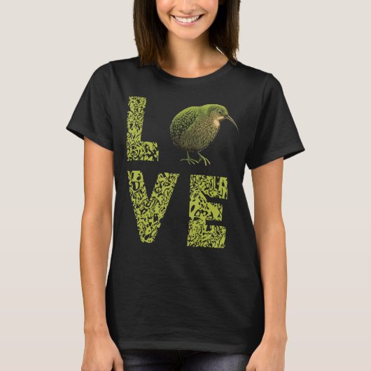 ニュージーランドのキウイの鳥の愛の飛べない鳥ナショア Tシャツ (正面)