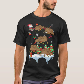 ニュージーランドのキウイ鳥の醜いクリスマスウィンターギフト Tシャツ