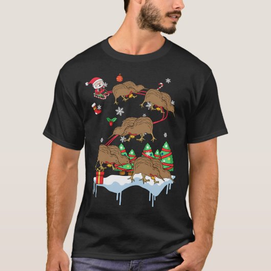 ニュージーランドのキウイ鳥の醜いクリスマスウィンターギフト Tシャツ (正面)