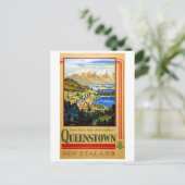 ニュージーランドのクイーンズタウンが復活したヴィンテージのポスター ポストカード (スタンド正面)