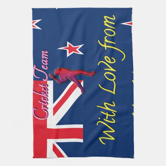ニュージーランドのクリケットチーム:私のハートアートからの愛 キッチンタオル (縦)