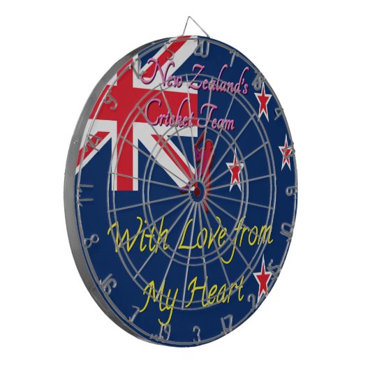 ニュージーランドのクリケットチーム：私のハートアートからの愛 ダーツボード (正面左)