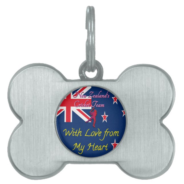 ニュージーランドのクリケットチーム：私のハートアートからの愛 ペットネームタグ (正面)